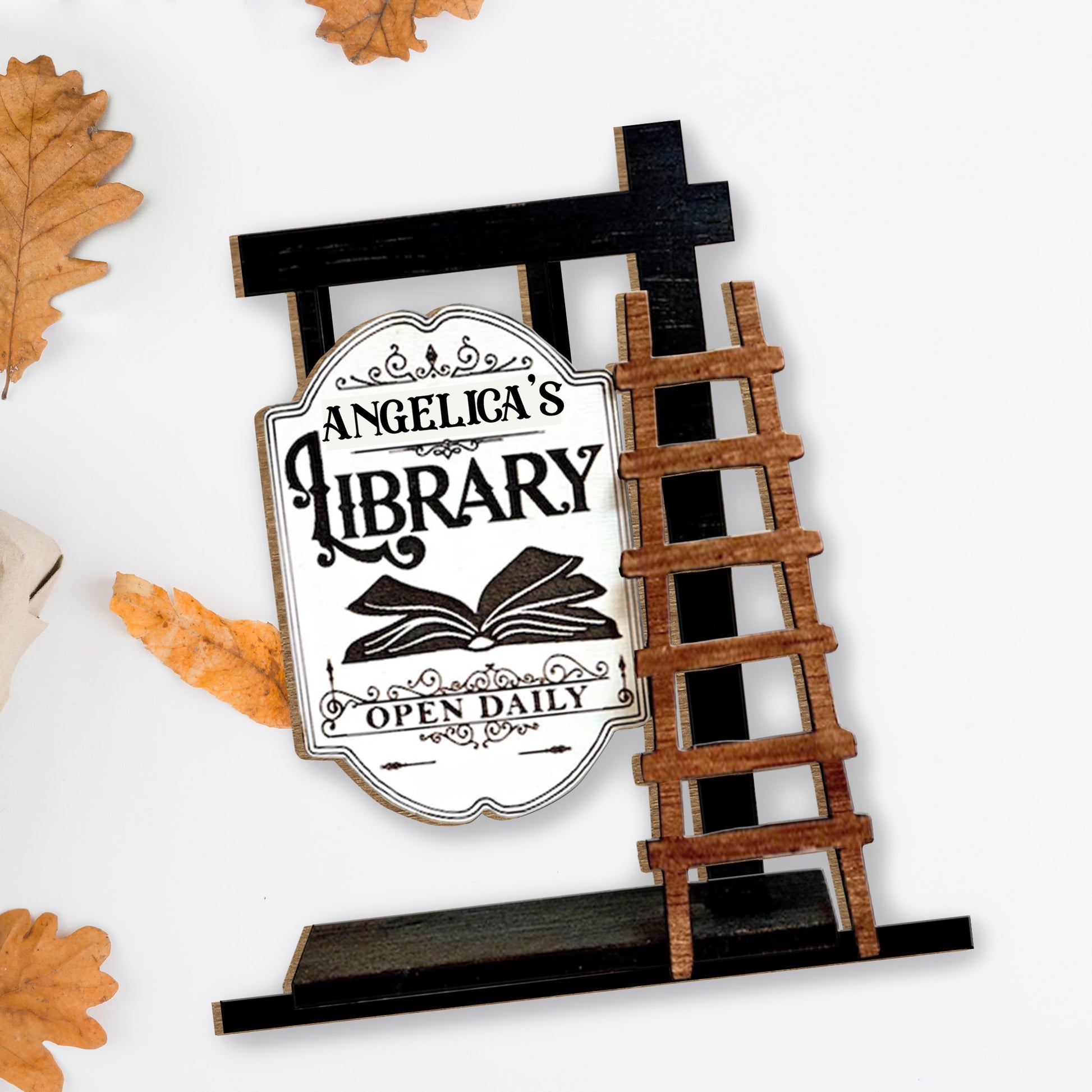 To My Beloved Open Daily at My Library, Book and Ladder Decor