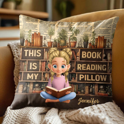 This Is My Book Reading Pillow With Cute Reading Girl