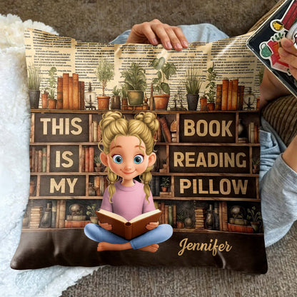 This Is My Book Reading Pillow With Cute Reading Girl