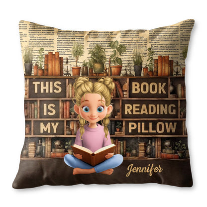 This Is My Book Reading Pillow With Cute Reading Girl