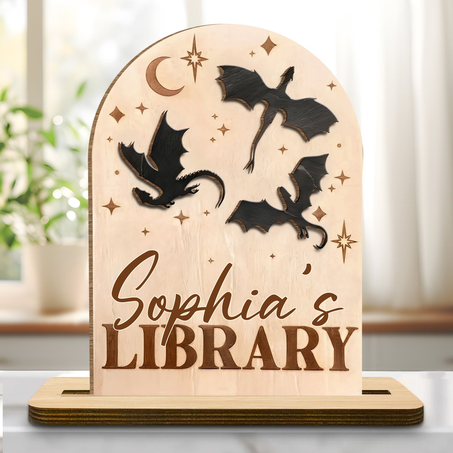 Mystical Bats And Stars Wood Plaque