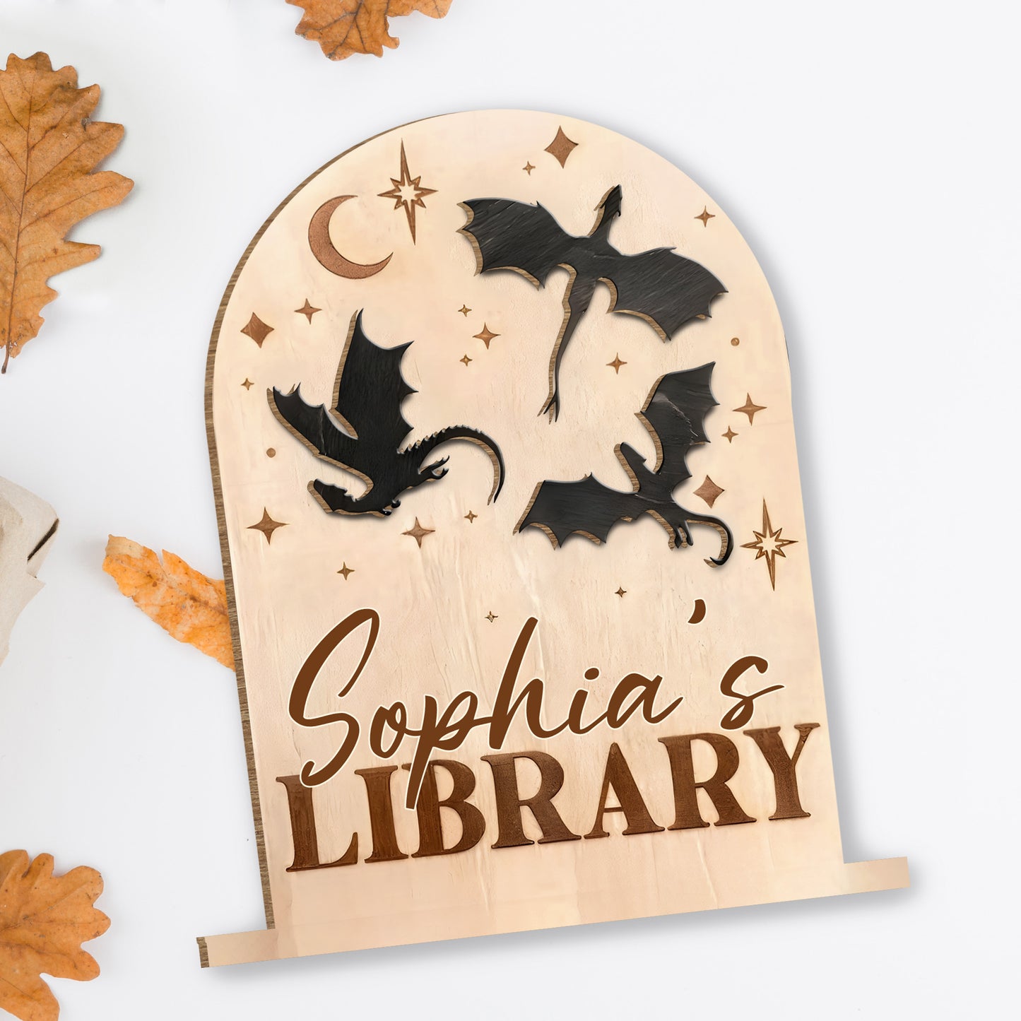 Mystical Bats And Stars Wood Plaque