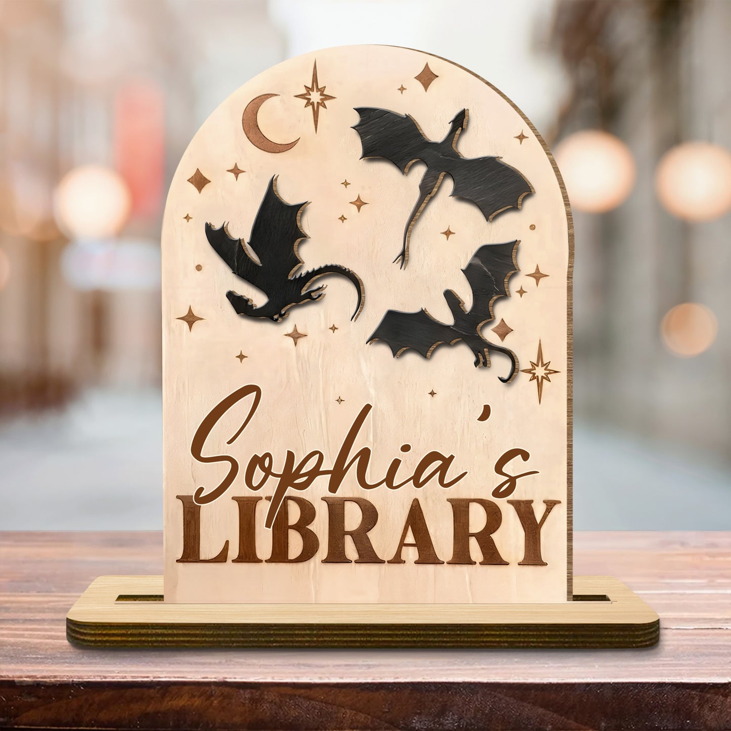 Mystical Bats And Stars Wood Plaque