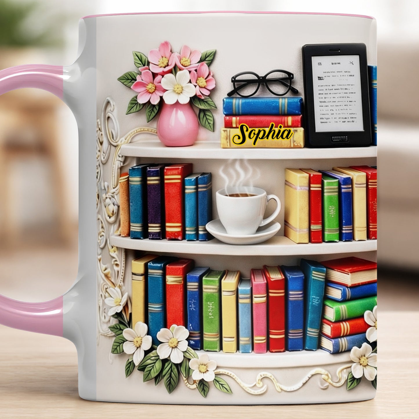 Celebrate The Beauty Of Knowledge And Comfort, Books And Coffee Cup Design