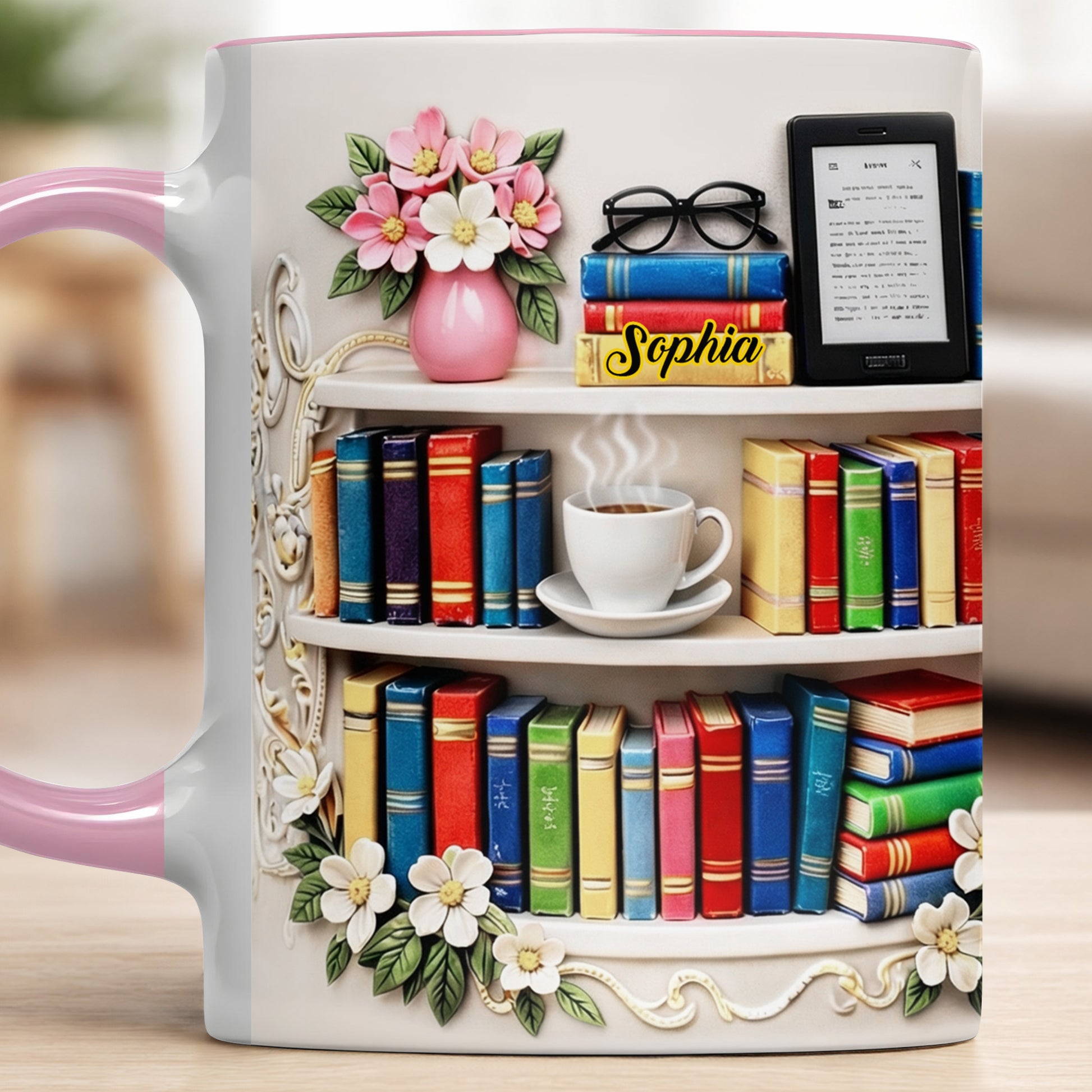 Celebrate The Beauty Of Knowledge And Comfort, Books And Coffee Cup Design