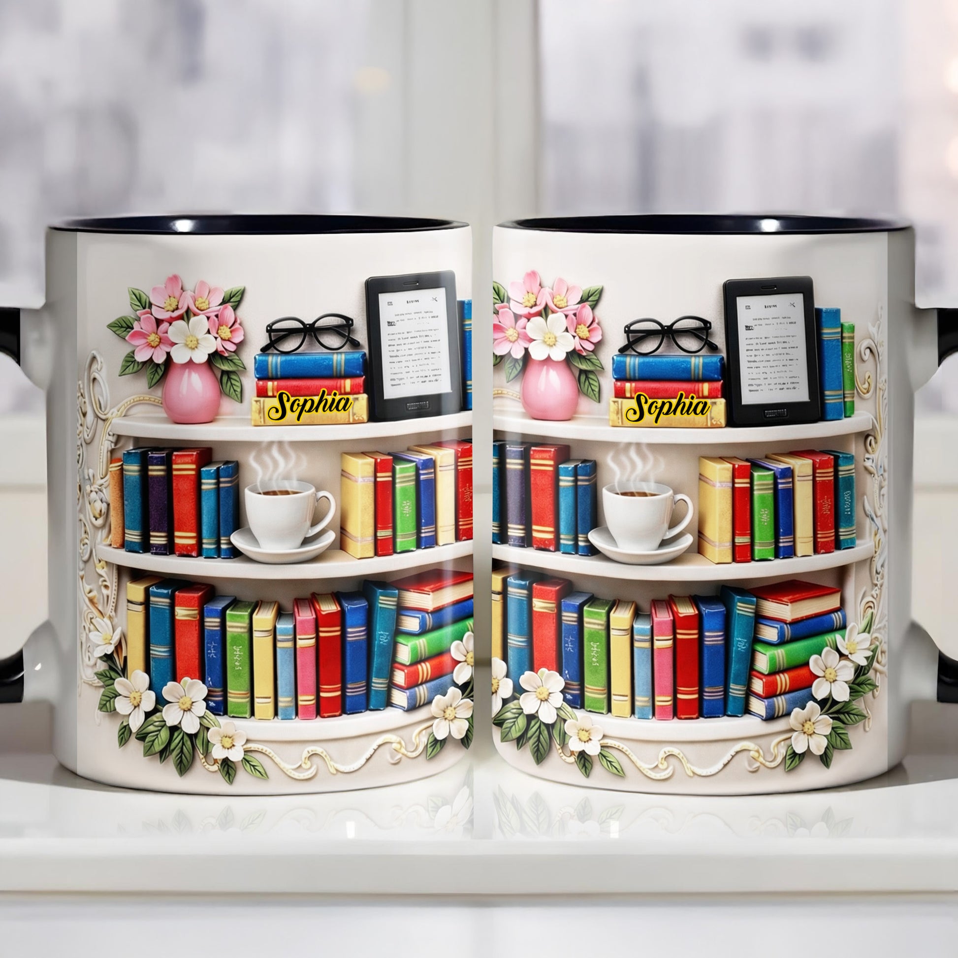 Celebrate The Beauty Of Knowledge And Comfort, Books And Coffee Cup Design