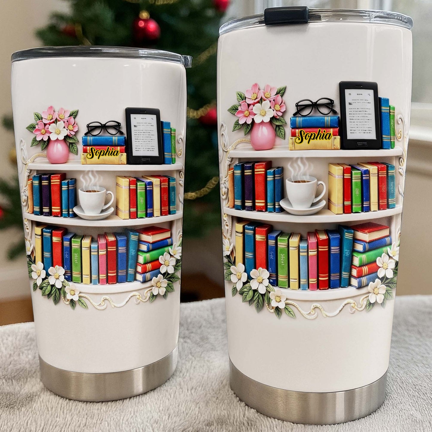 Personal Library Inspiration Tumbler With Books And Coffee