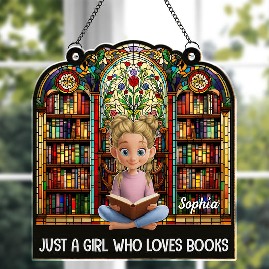 Just A Girl Who Loves Books Stained Glass Window Design