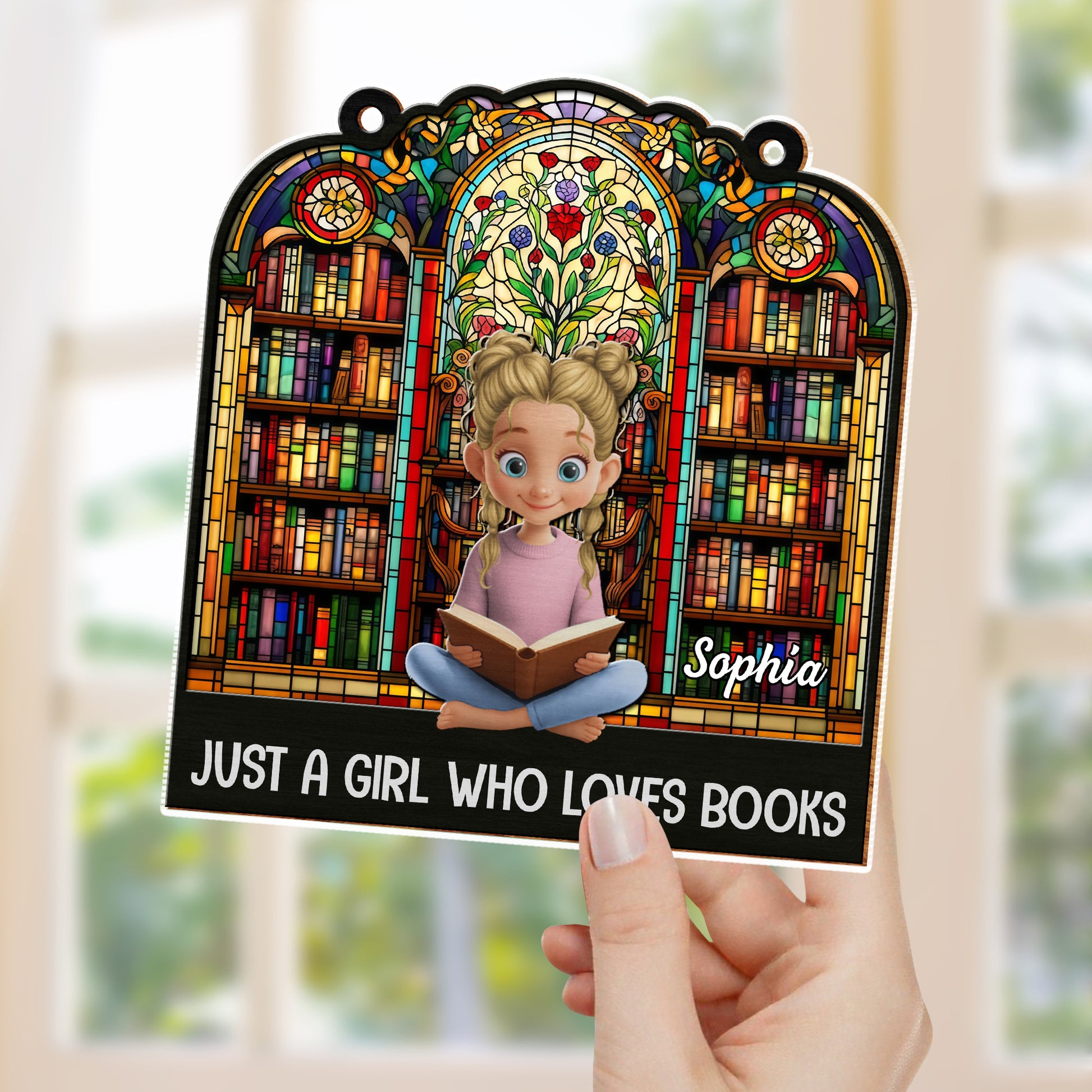 Just A Girl Who Loves Books Stained Glass Window Design