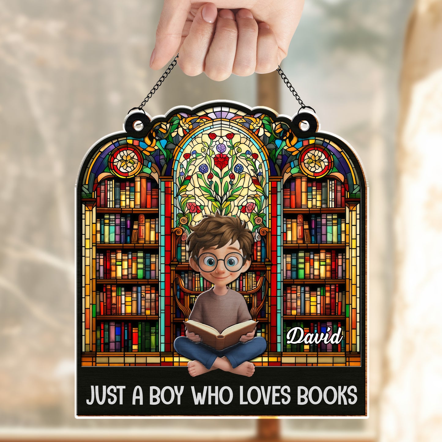 Just A Girl Who Loves Books Stained Glass Window Design