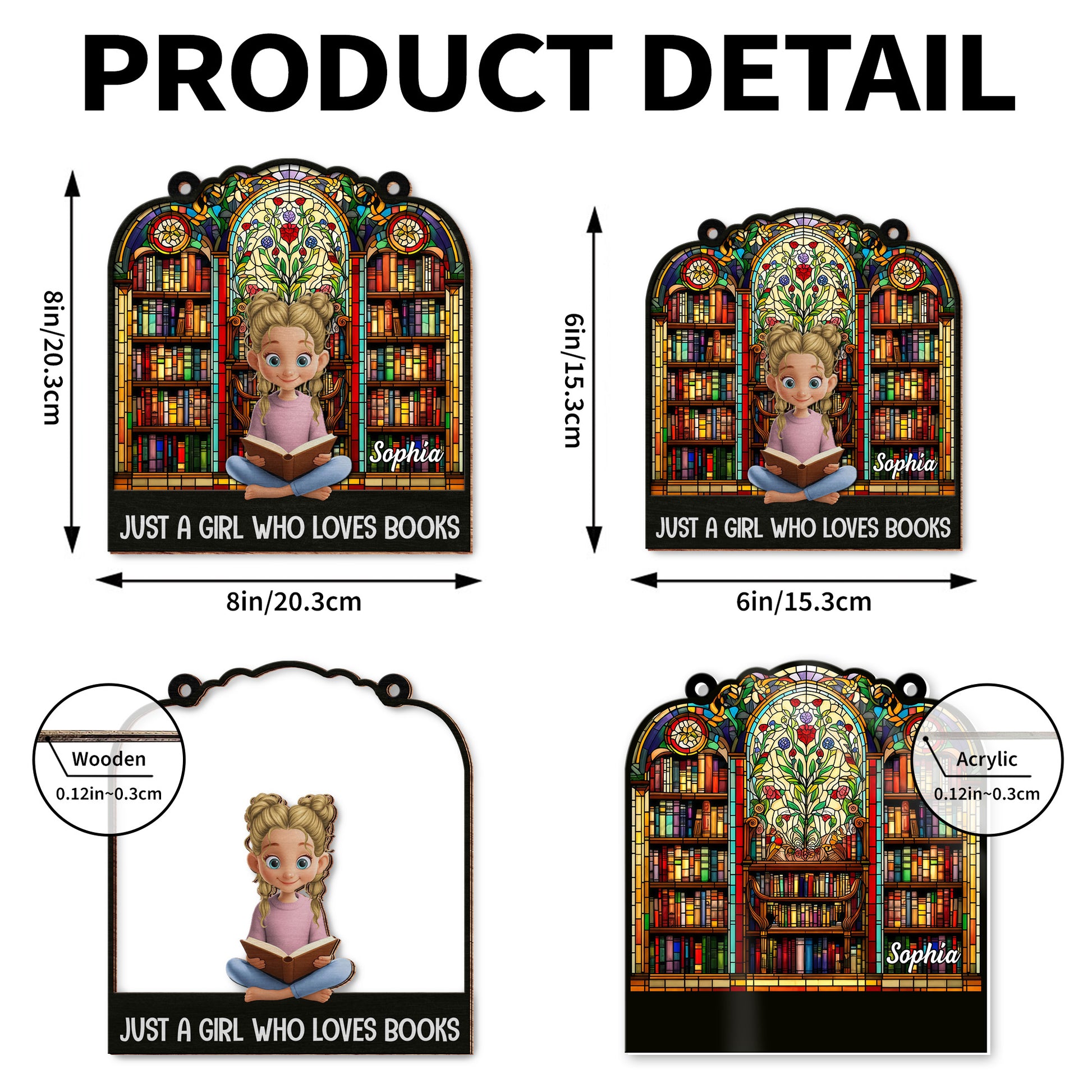 Just A Girl Who Loves Books Stained Glass Window Design