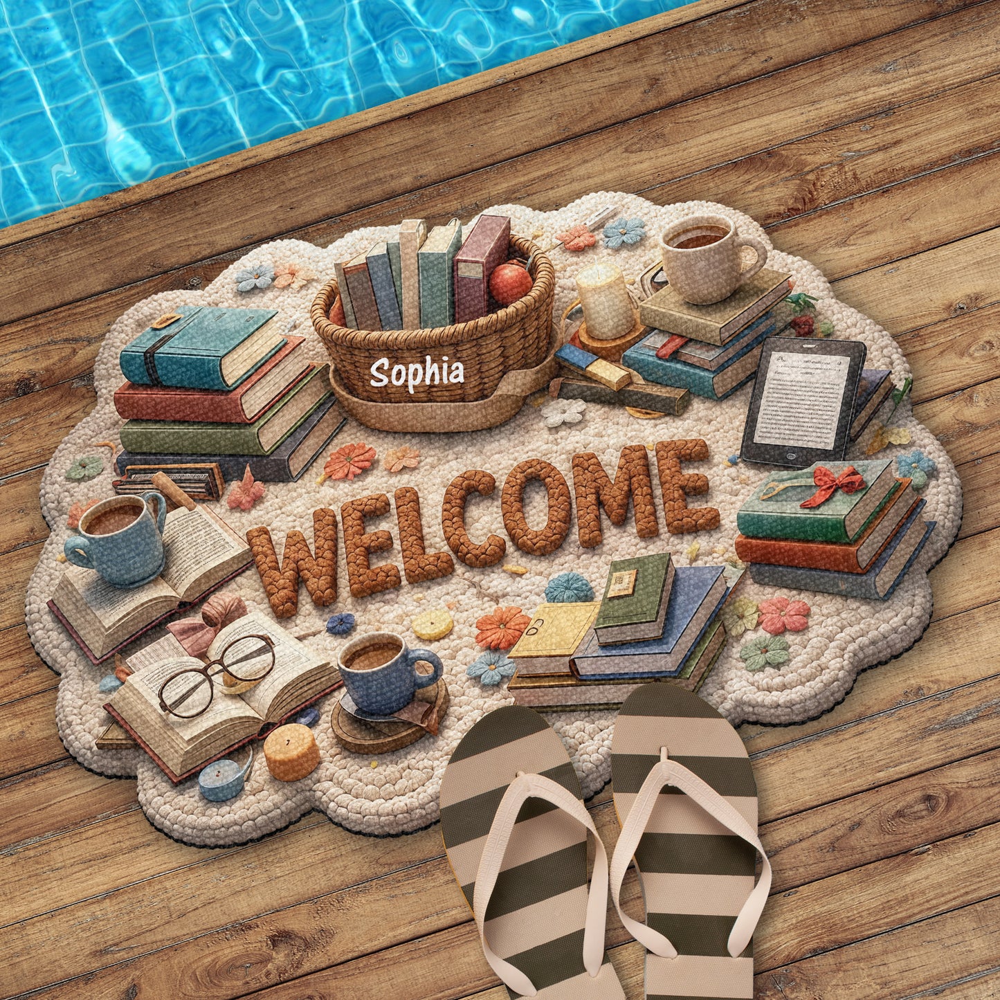 Welcome To My Library With Books And Coffee