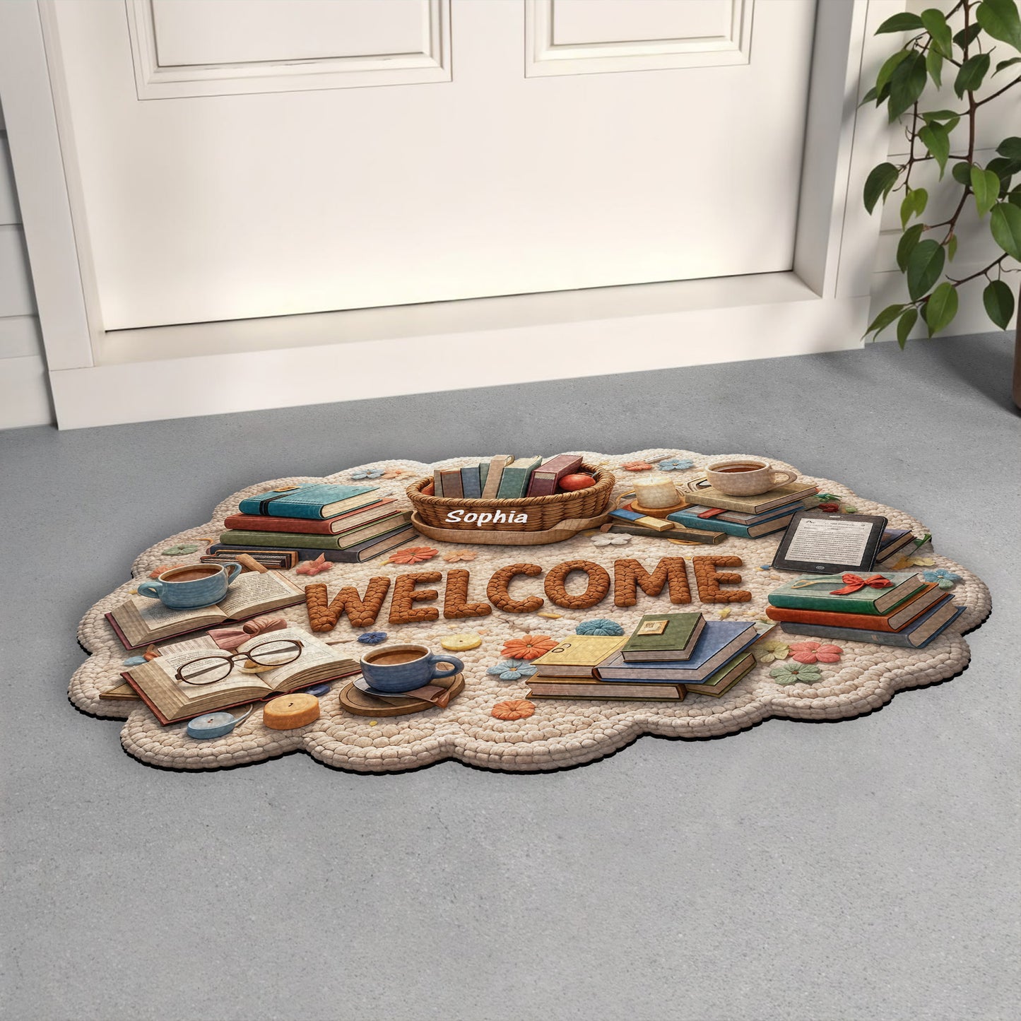 Welcome To My Library With Books And Coffee