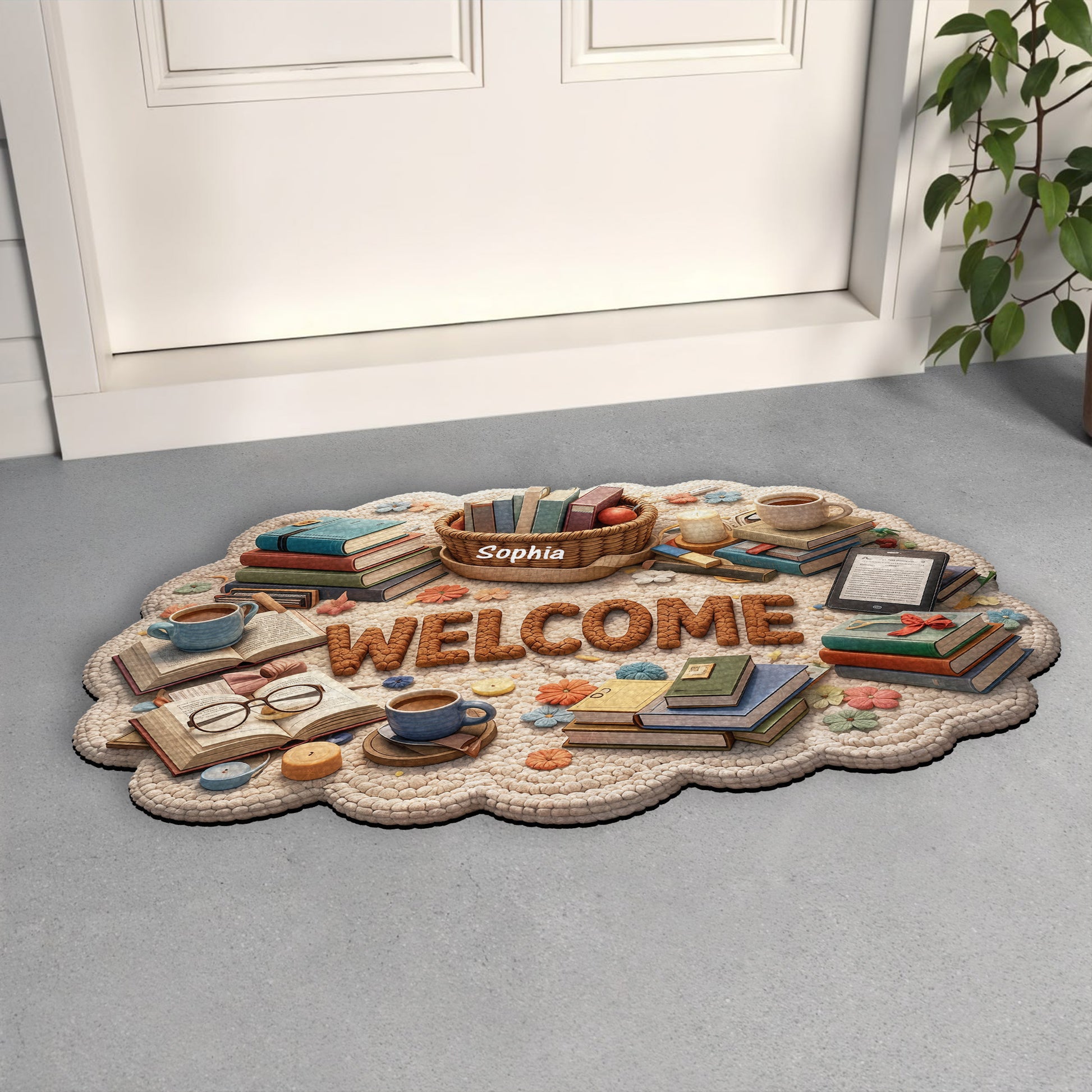 Welcome To My Library With Books And Coffee