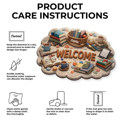 Welcome To My Library With Books And Coffee