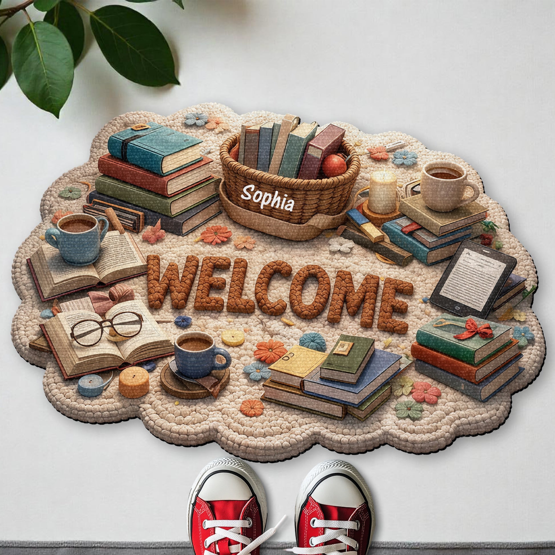 Welcome To My Library With Books And Coffee