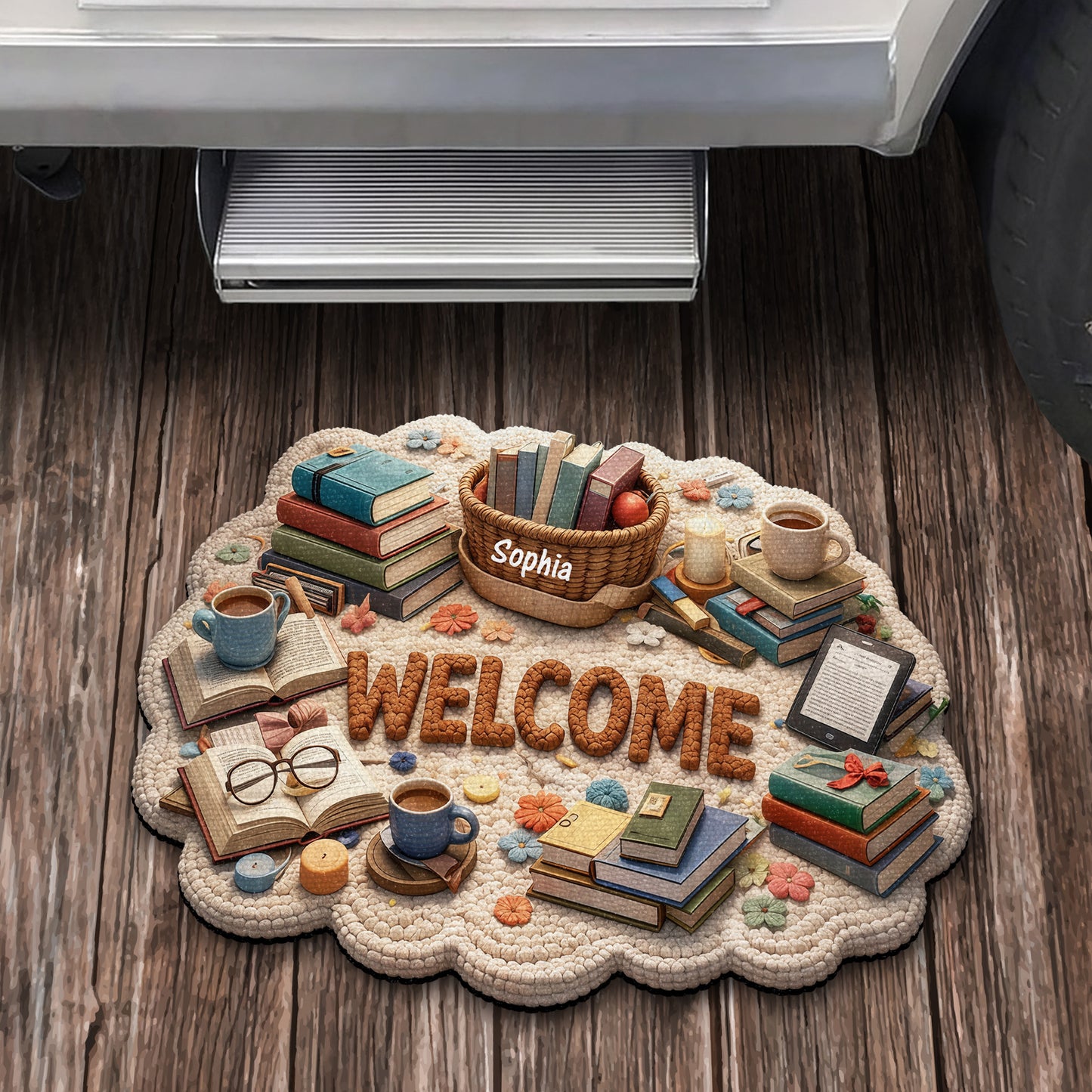 Welcome To My Library With Books And Coffee