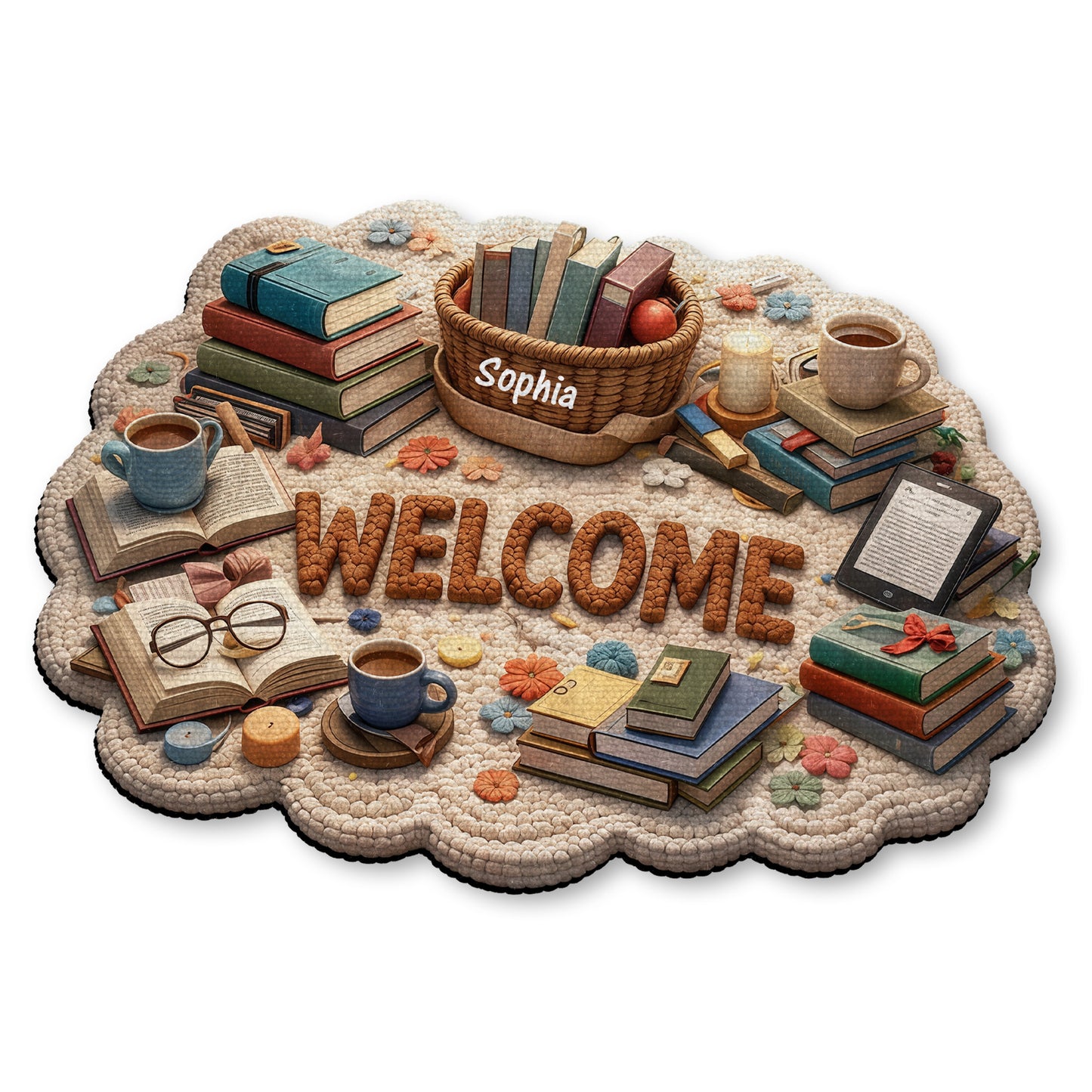 Welcome To My Library With Books And Coffee