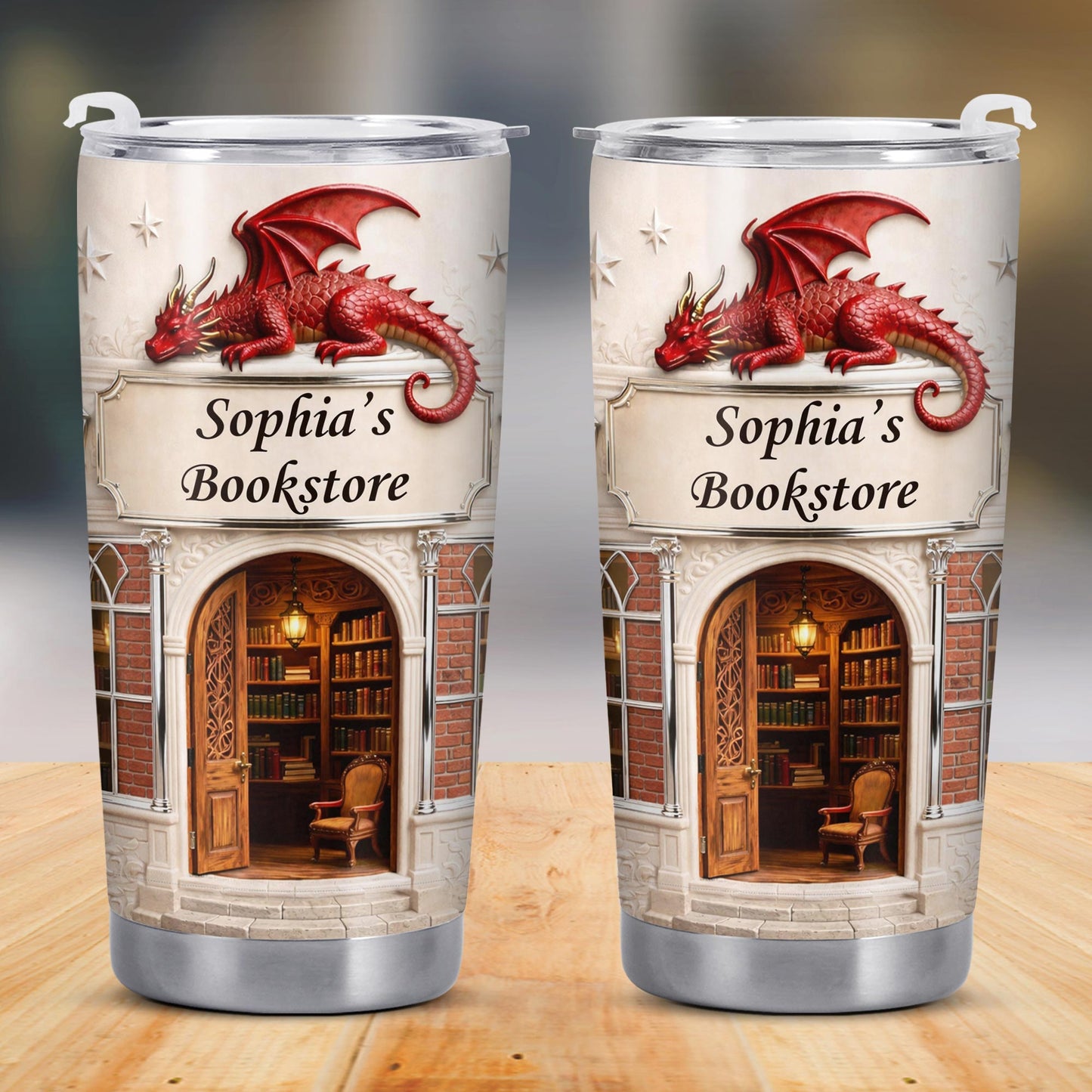 Sophia's Bookstore With Dragon And Stars