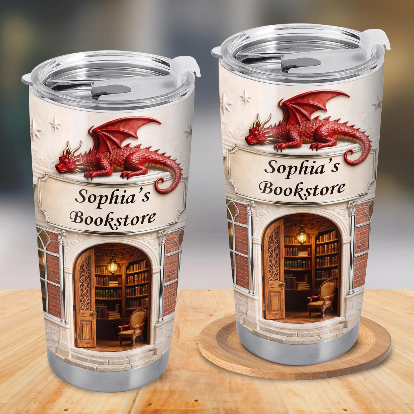 Sophia's Bookstore With Dragon And Stars
