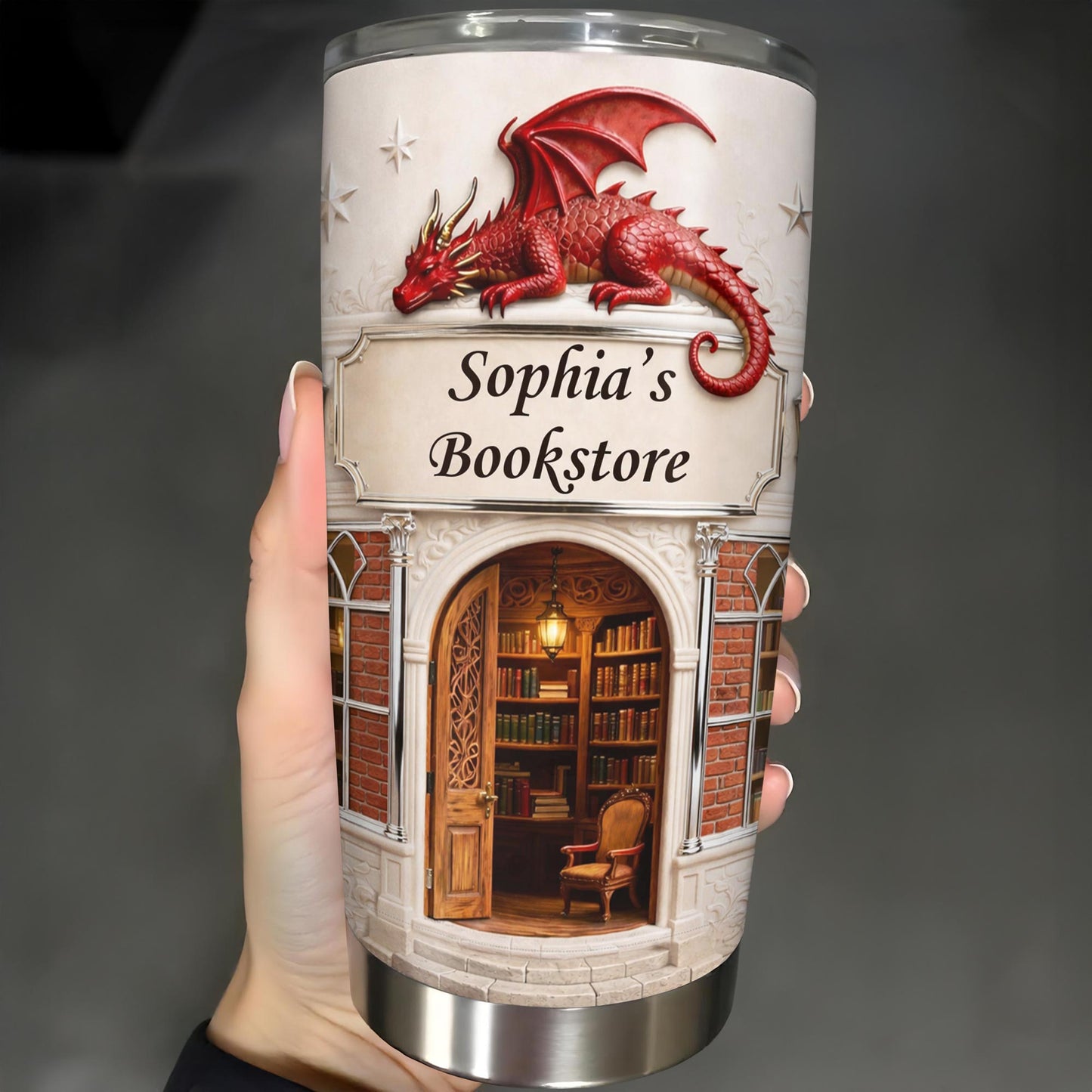 Sophia's Bookstore With Dragon And Stars