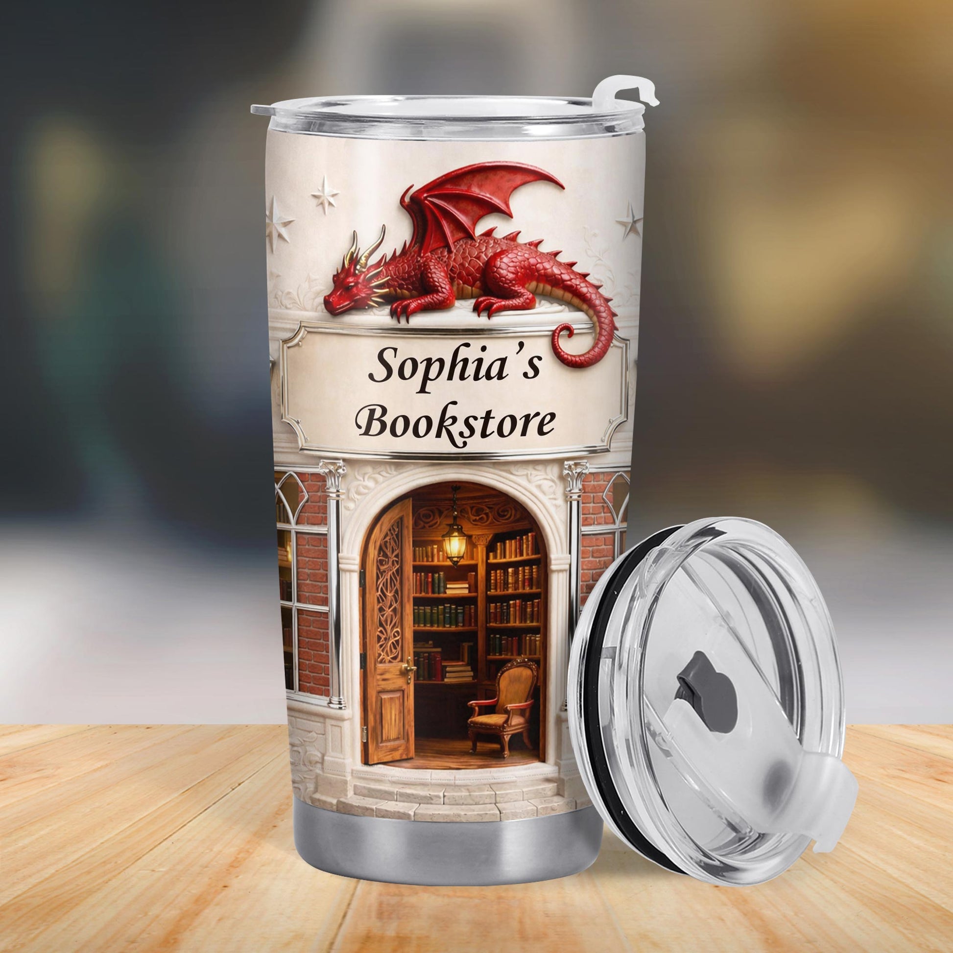 Sophia's Bookstore With Dragon And Stars