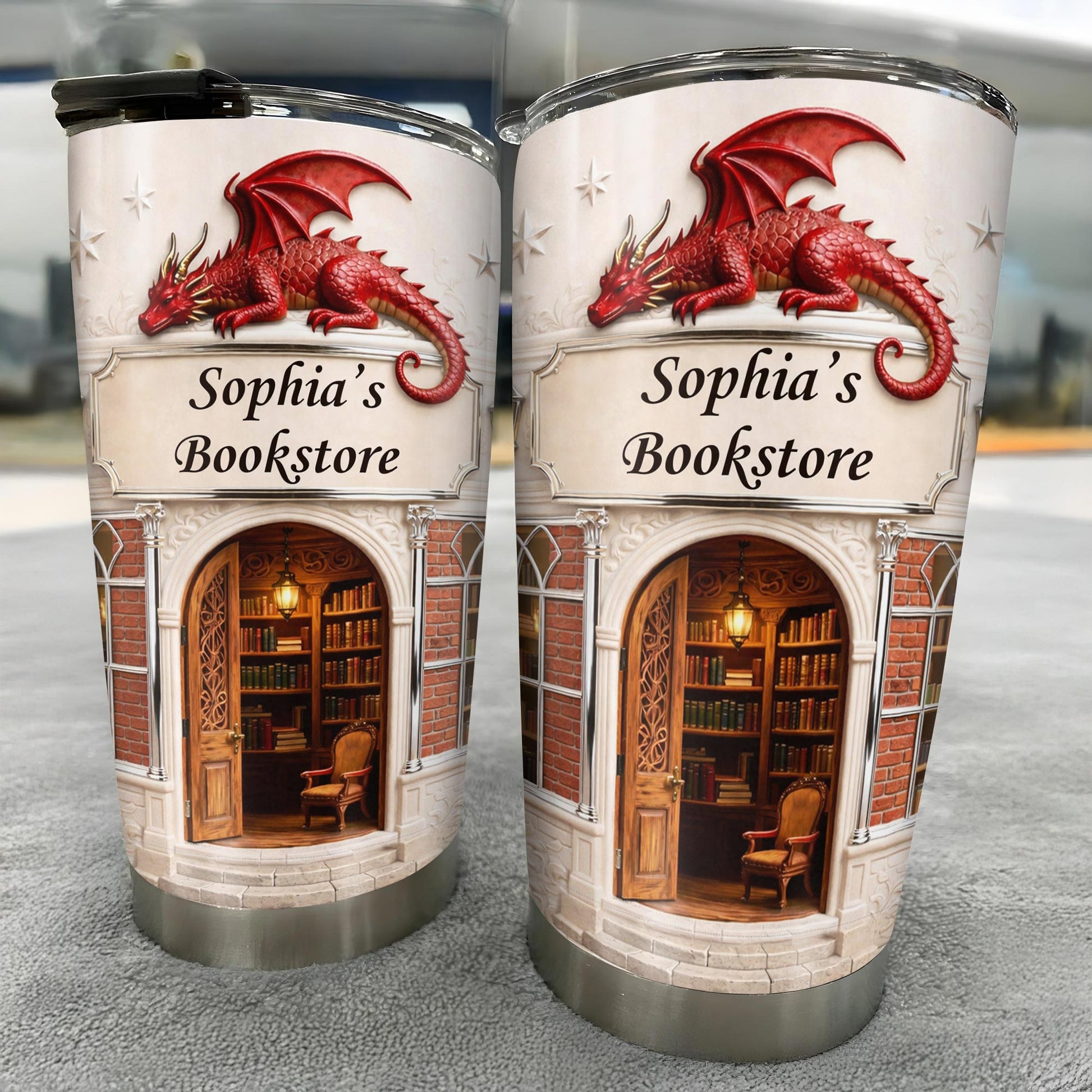 Sophia's Bookstore With Dragon And Stars