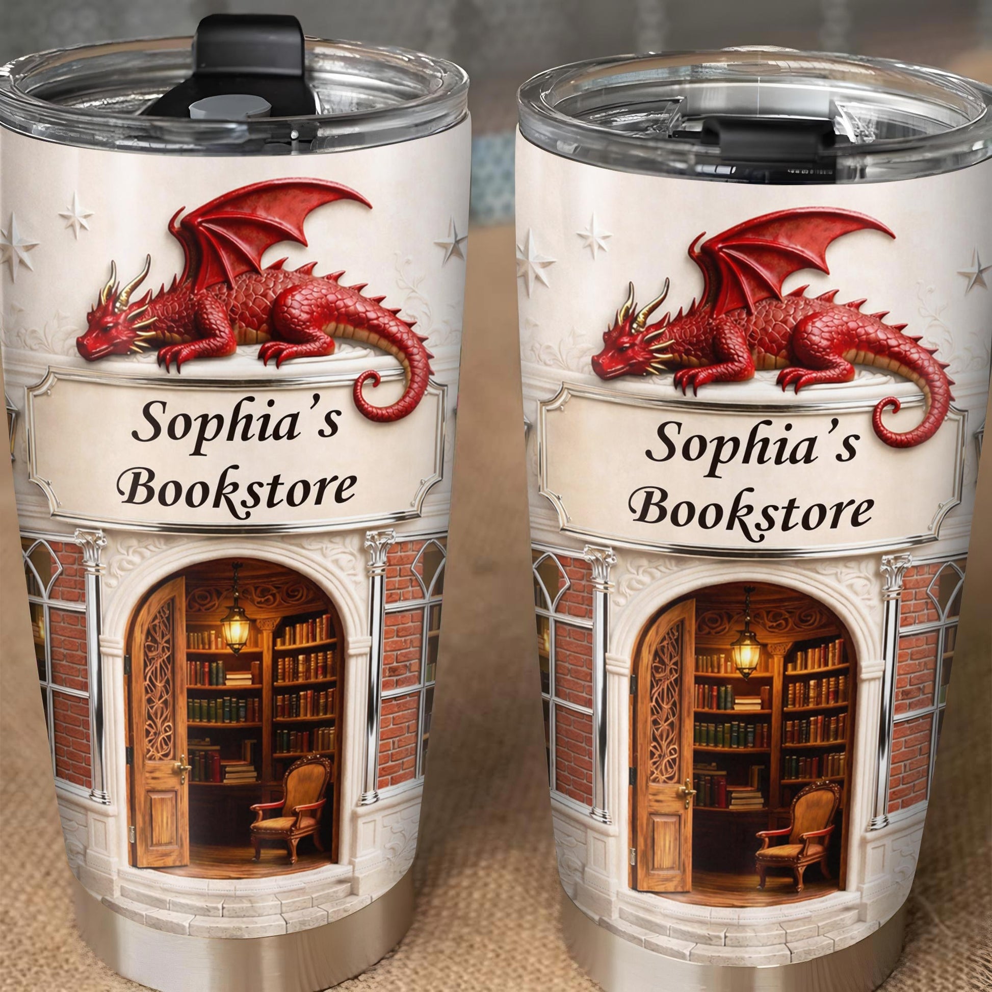 Sophia's Bookstore With Dragon And Stars