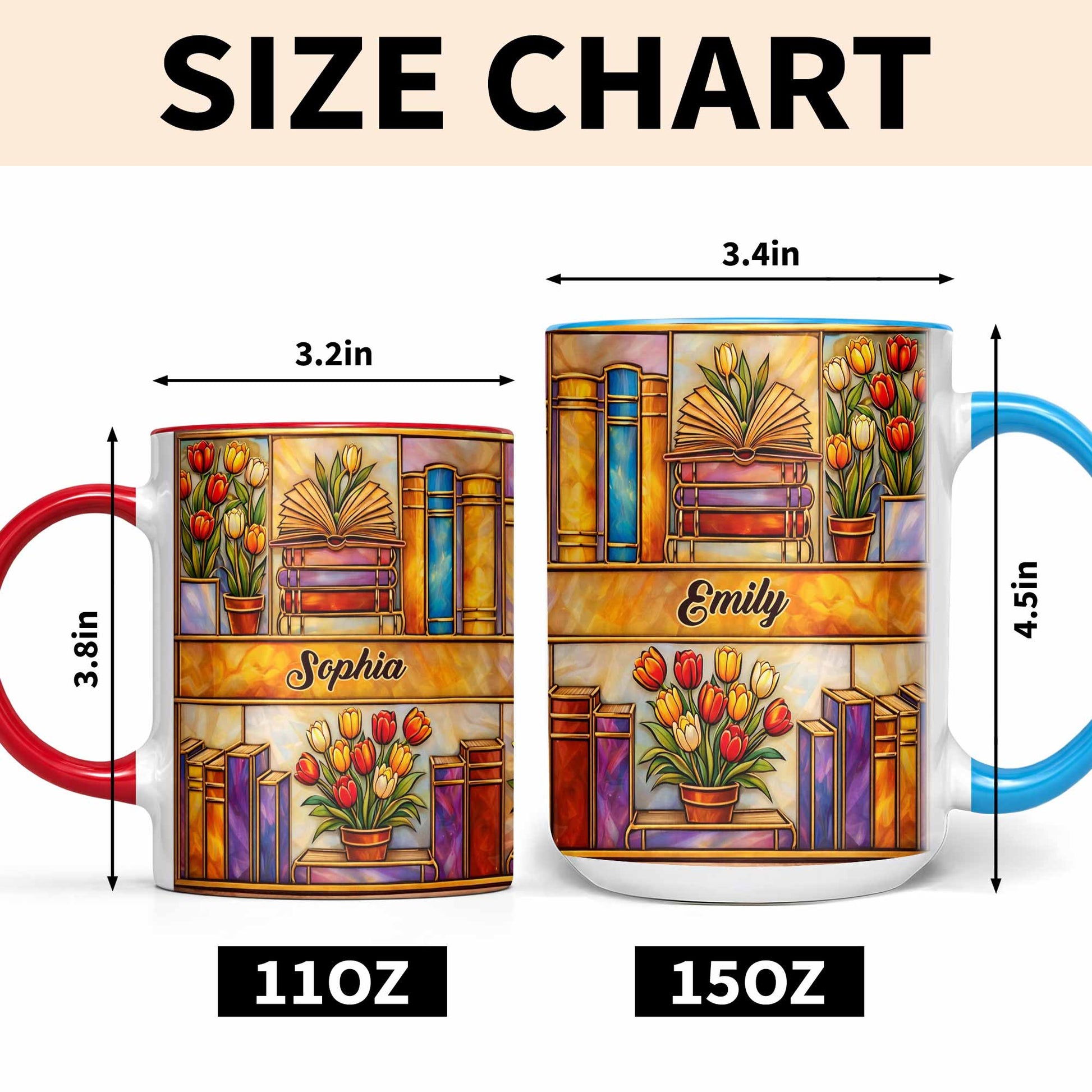 Stained Glass Style Library With Tulips And Books For Readers