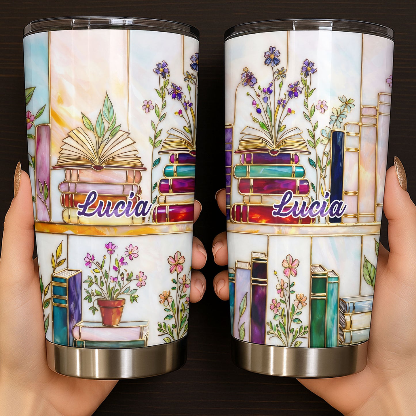 Just One More Chapter Blooming Flowers And Books Stained Glass