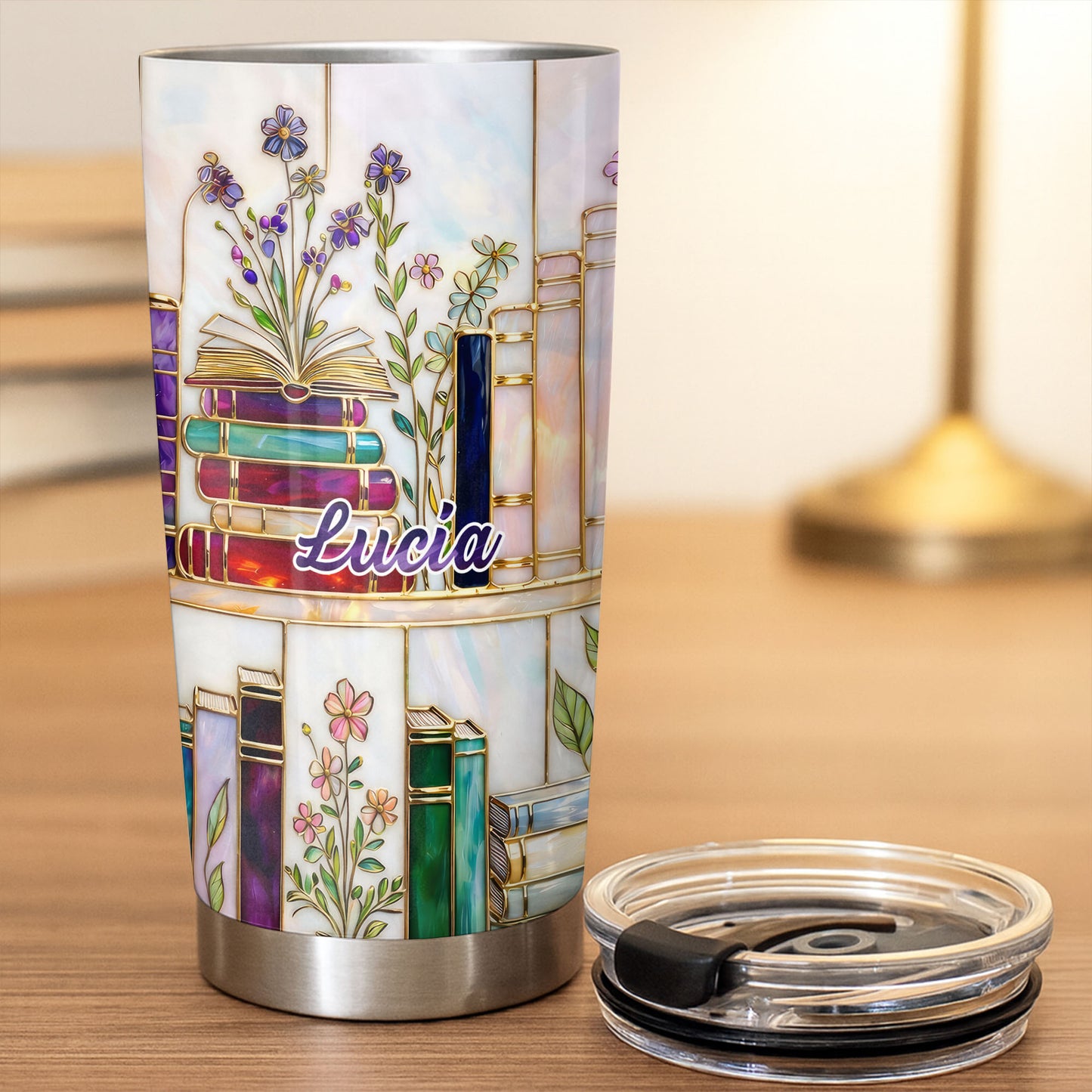 Just One More Chapter Blooming Flowers And Books Stained Glass