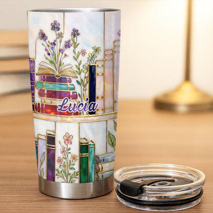 Just One More Chapter Blooming Flowers And Books Stained Glass