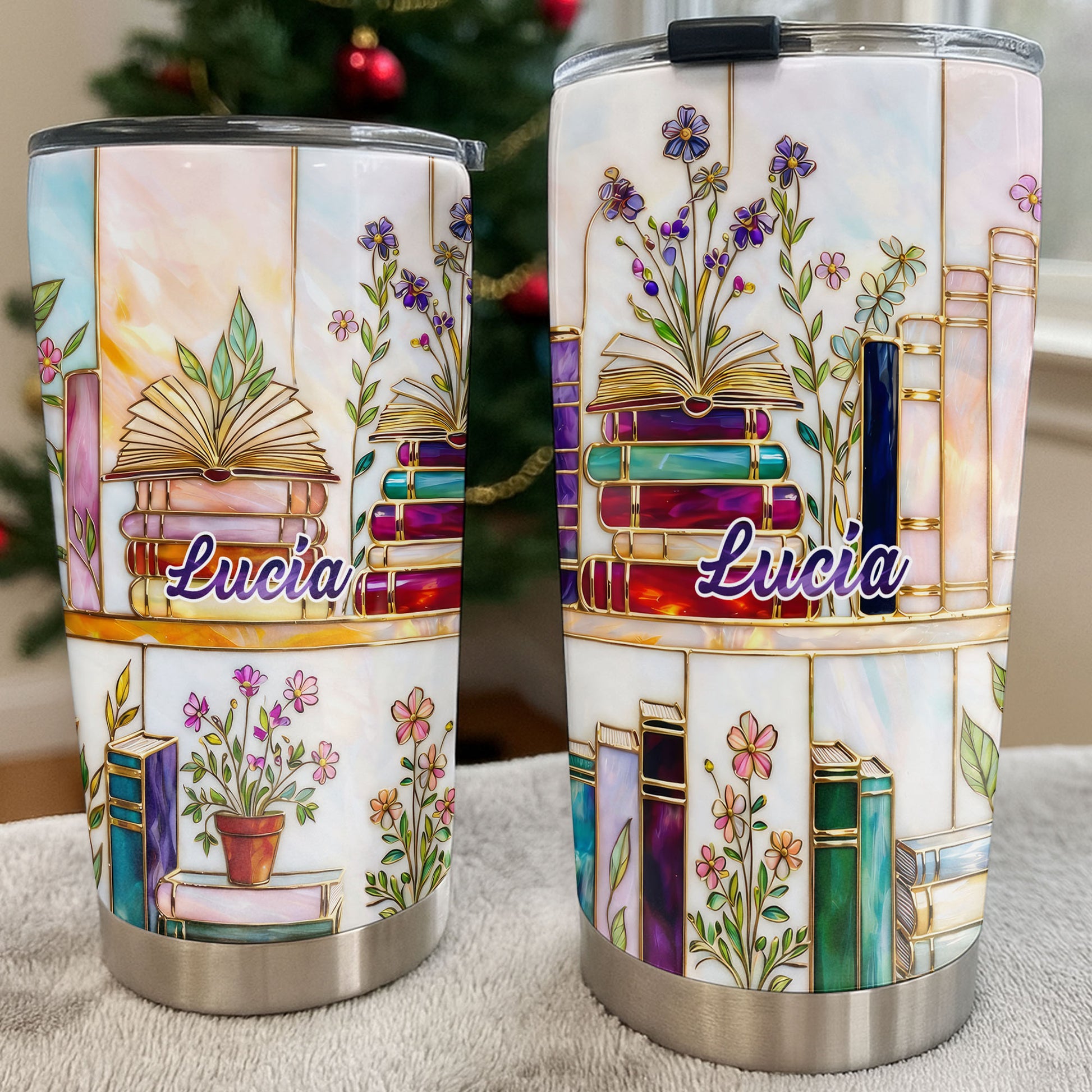 Just One More Chapter Blooming Flowers And Books Stained Glass