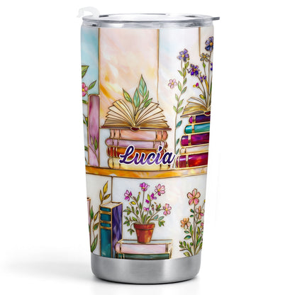 Just One More Chapter Blooming Flowers And Books Stained Glass