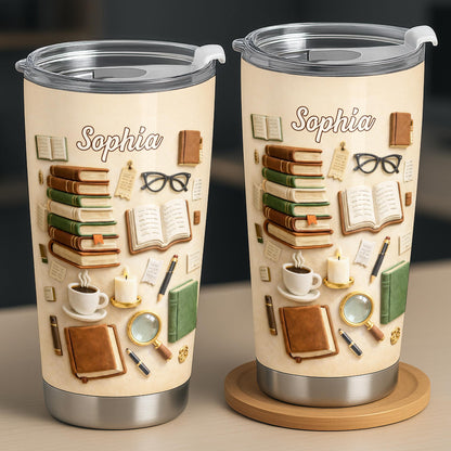 Just A Girl Who Loves Books And Coffee With Vintage Library Objects