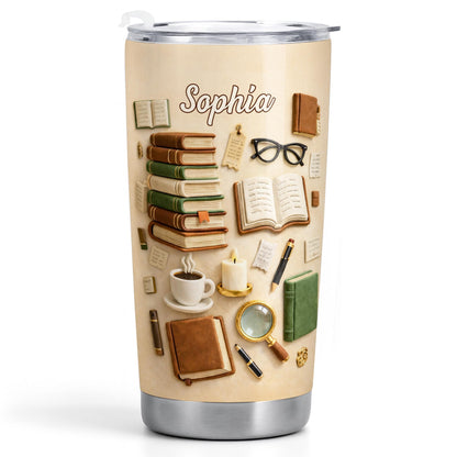 Just A Girl Who Loves Books And Coffee With Vintage Library Objects