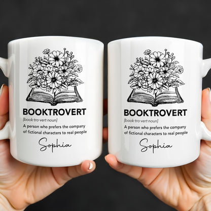 Booktrovert Definition With Flowers And Open Book - Personalized Custom Coffee Mug - BLV114_MG