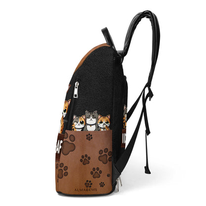 Stuck Between IDK, IDC & IDGAF - Personalized Leather BackPack - BP_CAT04