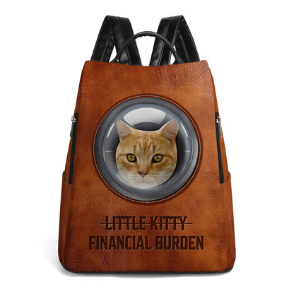 Custom Image - Little Kitty. Financial Burden - Personalized Leather BackPack - BP_CAT01