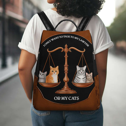 Mi Abogado O Mis Gatos - Mochila De Cuero Personalizada - BP_CAT02