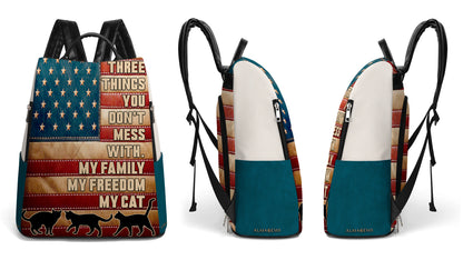 Three Things You Don't Mess With - Personalized Leather BackPack - BP_CAT03