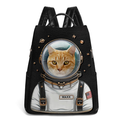 Custom Image - The Astronaut - Personalized Leather BackPack - BP_CAT06