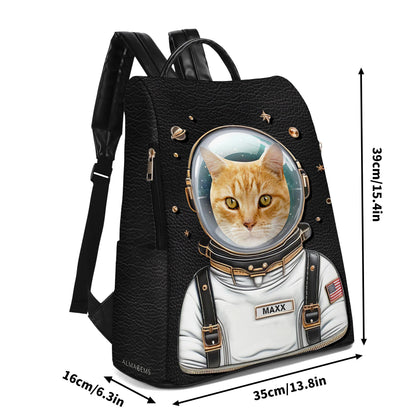 Custom Image - The Astronaut - Personalized Leather BackPack - BP_CAT06