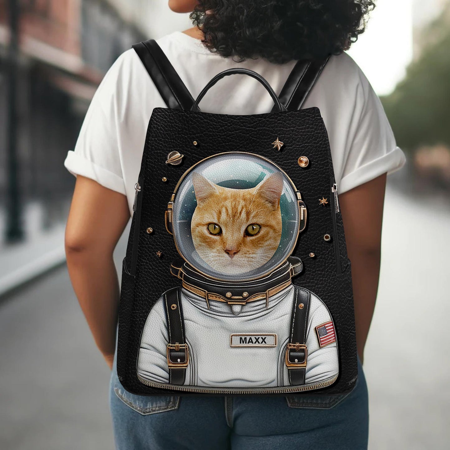 Imagen personalizada - El Astronauta - Mochila de Cuero Personalizada - BP_CAT06