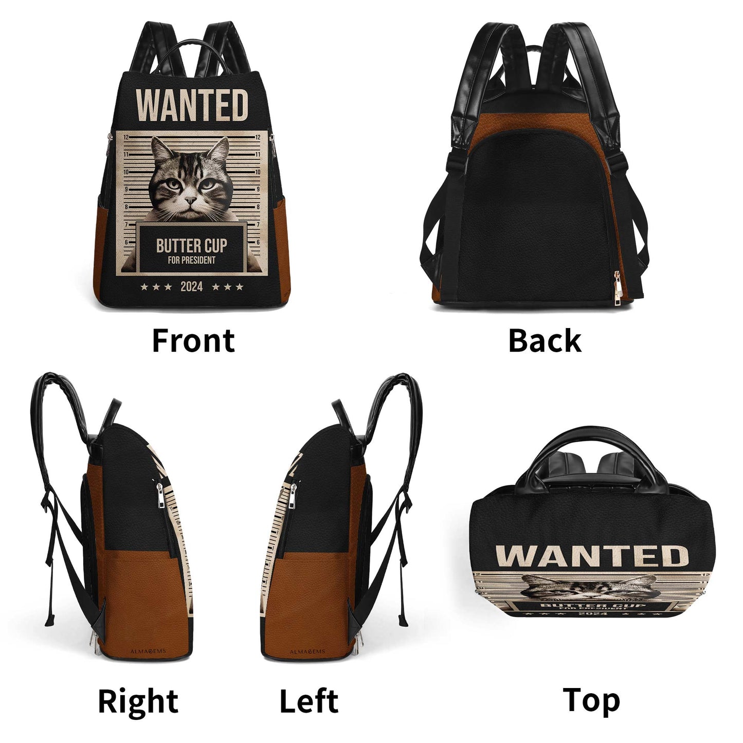 Wanted For President - Personalized Leather BackPack - BP_CAT07