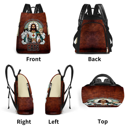 God Sent Me Cats - Personalized Leather BackPack - BP_CAT08