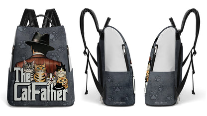 The Cat Father - Personalized Leather BackPack - BP_CAT09