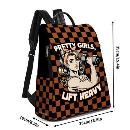 Pretty Girls Lift Heavy - Mochila de cuero personalizada - BP_FN05
