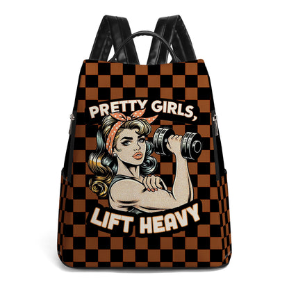 Pretty Girls Lift Heavy - Personalized Leather BackPack - BP_FN05
