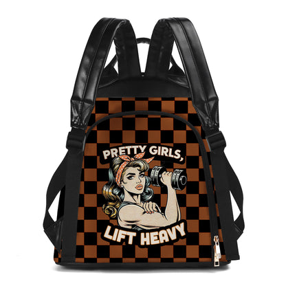 Pretty Girls Lift Heavy - Mochila de cuero personalizada - BP_FN05